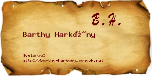 Barthy Harkány névjegykártya